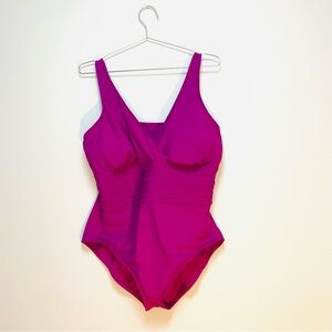 Aqua Green Vibrant Pink Swimwear XL. Bright Purple Pink  One Piece